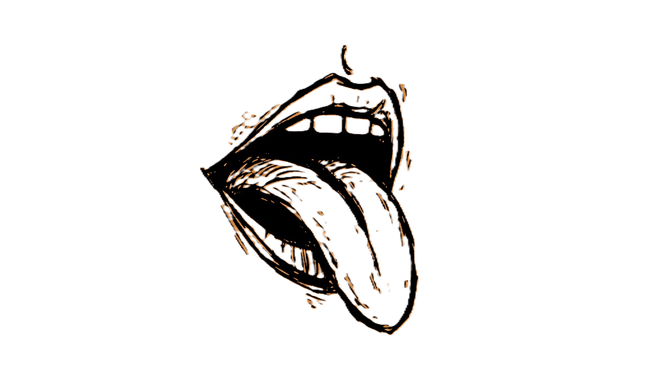 Tongue coin illustration - mouth with tongue sticking out